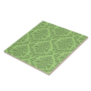BILTMORE DAMASK in EMBOSSED GREEN Tile