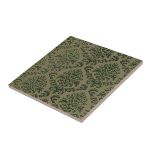 BILTMORE DAMASK in STAMPED METAL IN OLIVE Ceramic Tile