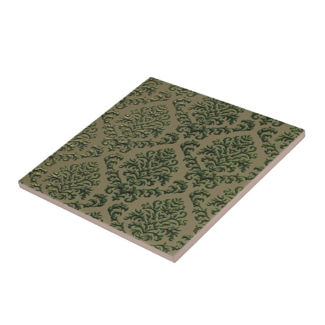 BILTMORE DAMASK in STAMPED METAL IN OLIVE Ceramic Tile (Side)