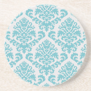 BILTMORE DAMASK in TURQUOISE and LIGHT GRAY Coaster