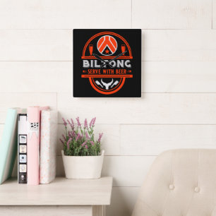 Biltong And Beer Square Wall Clock