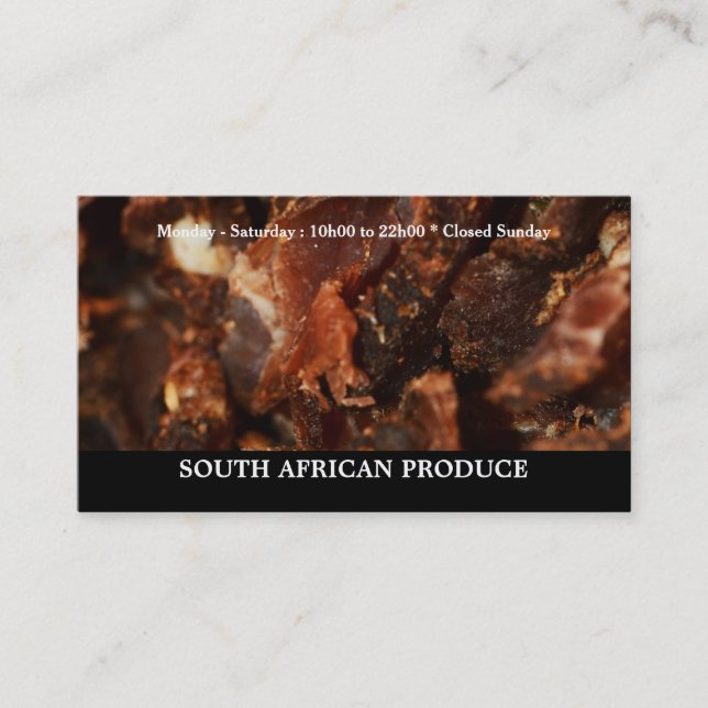 Biltong jerkey South African business Card (Front)