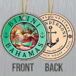 Bimini Bahamas anchor Fishing Travel Vintage boat Ceramic Ornament<br><div class="desc">Bimini Bahamas Tropical Retro Sunset design. Indulge in the nostalgia of Bimini with our vintage souvenir, designed specifically for seaside vacationers. Reminiscent of a bygone era, this design encapsulates the tranquillity and beauty of the cove, serving as a delightful reminder of your beachside getaway. You can customise and modify this...</div>