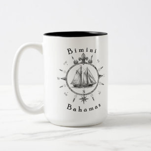Bimini Bahamas Nautical Sailing Compass Cruising Two-Tone Coffee Mug