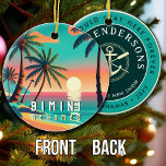 Bimini Bahamas Retro Sunset Travel Souvenir 1950s Ceramic Ornament<br><div class="desc">Bimini Bahamas Tropical Retro Sunset design. Indulge in the nostalgia of Bimini with our vintage souvenir, designed specifically for seaside vacationers. Reminiscent of a bygone era, this design encapsulates the tranquillity and beauty of the cove, serving as a delightful reminder of your beachside getaway. You can customise and modify this...</div>