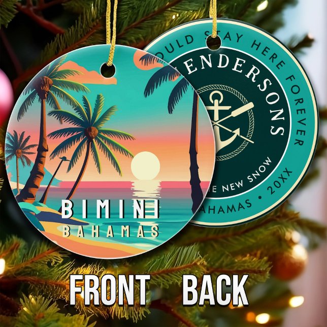 Bimini Bahamas Retro Sunset Travel Souvenir 1950s Ceramic Ornament (Creator Uploaded)