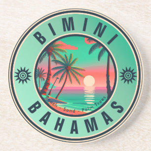 Bimini Bahamas Retro Sunset Travel Souvenir 1950s Coaster