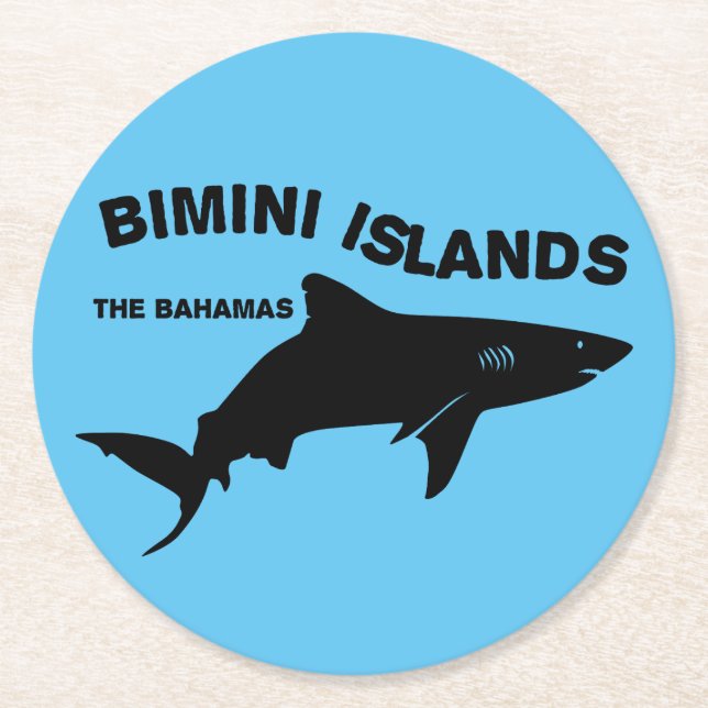 Bimini Islands Scuba Diving With Sharks - Bahamas Round Paper Coaster (Front)