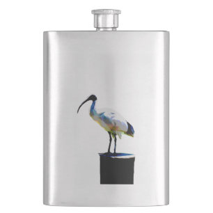 Bin Chicken, (ibis), Oil Paint, Hip Flask