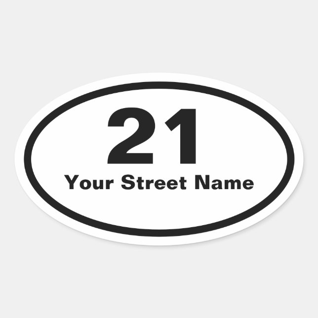 Bin Number Street Name Oval Sticker (Front)