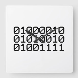 BINARY BRO SQUARE WALL CLOCK