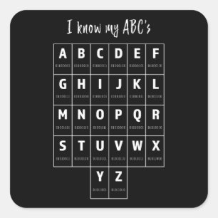 Binary Code ABC Alphabet Programming Square Sticker