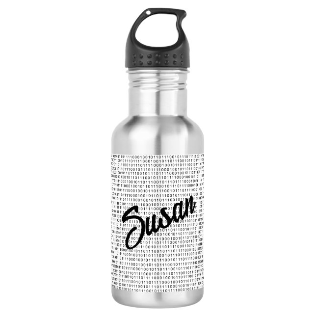 Binary Code black white stripes 532 Ml Water Bottle (Front)
