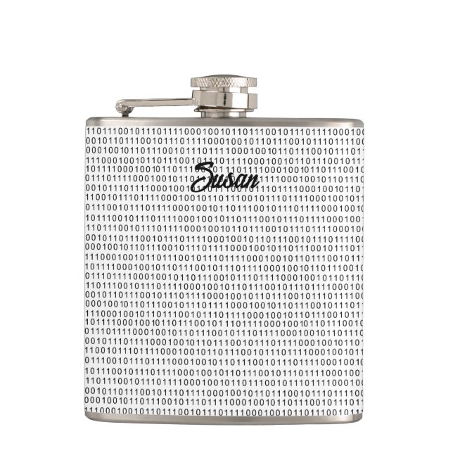 Binary Code black white stripes Hip Flask (Front)