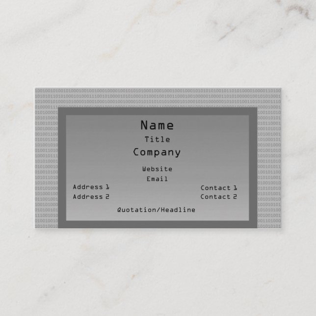 Binary Code Business Card, Grey Card (Front)