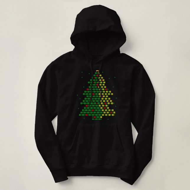 Binary Code Christmas Tree Computer Programmer And Hoodie (Design Front)