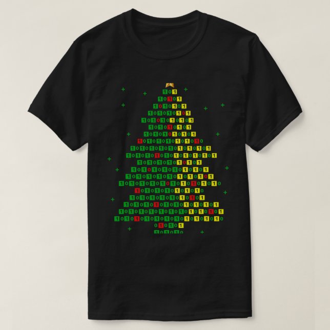 Binary Code Christmas Tree Computer Programmer And T-Shirt (Design Front)