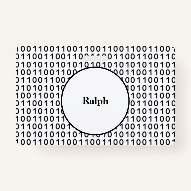 Binary Code Computer Language with Name ID Badge (Front)