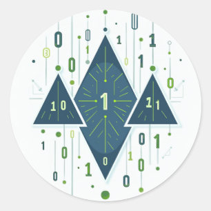 Binary Code Geometric Pattern for Programmers and  Classic Round Sticker