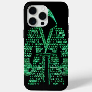 "Binary Code Hacker Hoodie – Cyberpunk Digital Art iPhone 15 Pro Max Case
