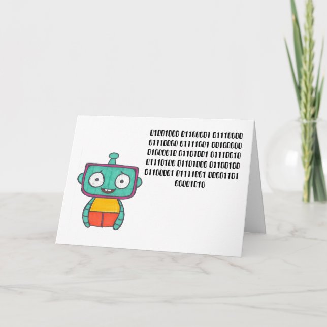 Binary Code Happy Birthday Card - Robot (Front)