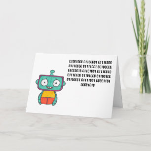 Binary Code Happy Birthday Card - Robot
