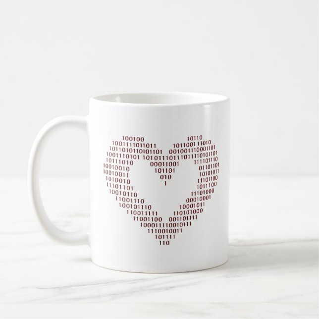 Binary Code Heart Coffee Mug (Left)