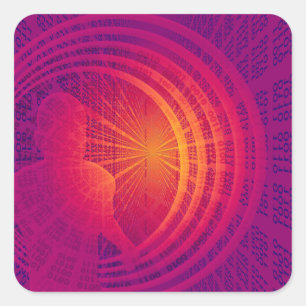 Binary Code Hi-Tech  Abstract Design Square Sticker