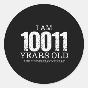 Binary Code Math Geek 19th Birthday Gift Classic Round Sticker