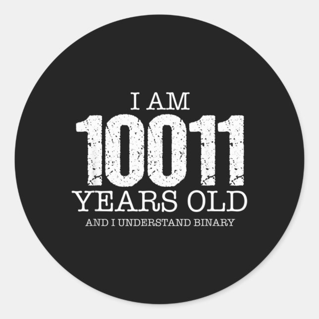 Binary Code Math Geek 19th Birthday Gift Classic Round Sticker (Front)