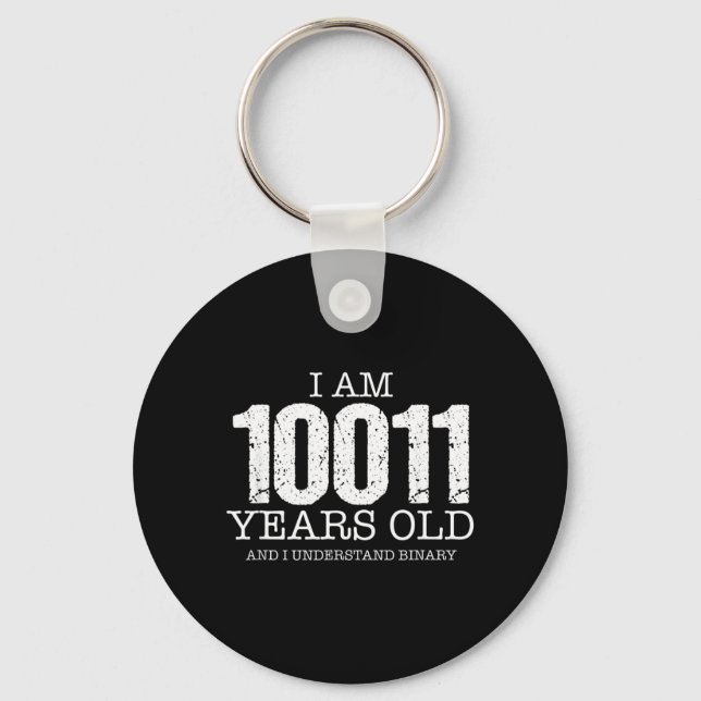 Binary Code Math Geek 19th Birthday Gift Key Ring (Front)