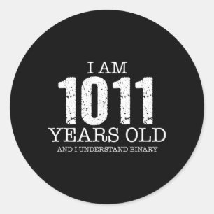 Binary Code Math Kids 11th Birthday Gift Classic Round Sticker