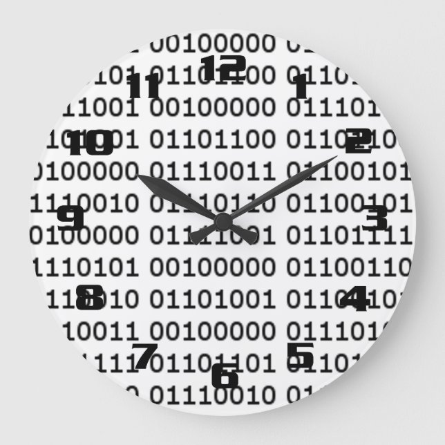binary code Pattern Large Clock (Front)