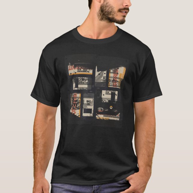Binary Code Retro Computer Glitch Geek Programmer  T-Shirt (Front)