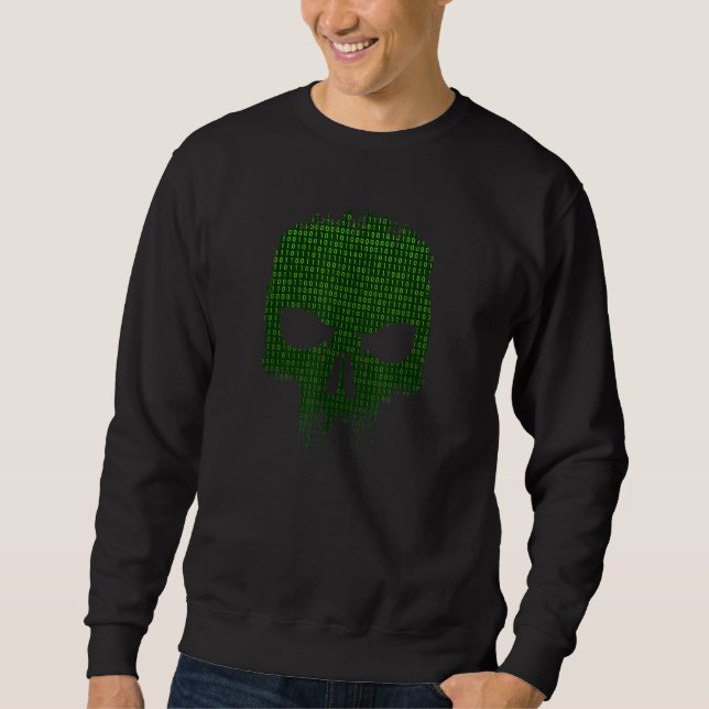 Binary Code Skull Computer Programmer Developer Te Sweatshirt (Front)