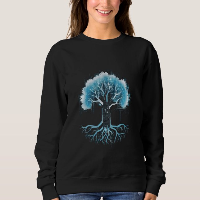 Binary code tree Computer science Technology Coder Sweatshirt (Front)