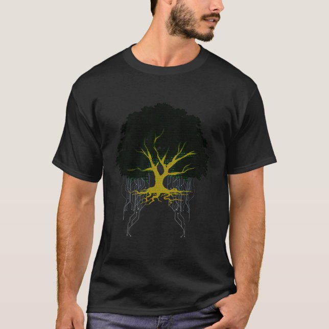 Binary Code Tree Of Coding Life Gift Design Idea T-Shirt (Front)