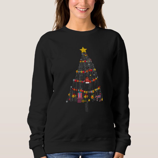 Binary Coding Computer Programmer Christmas Tree X Sweatshirt (Front)