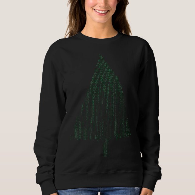 Binary Coding Computer Programmer Christmas Tree X Sweatshirt (Front)