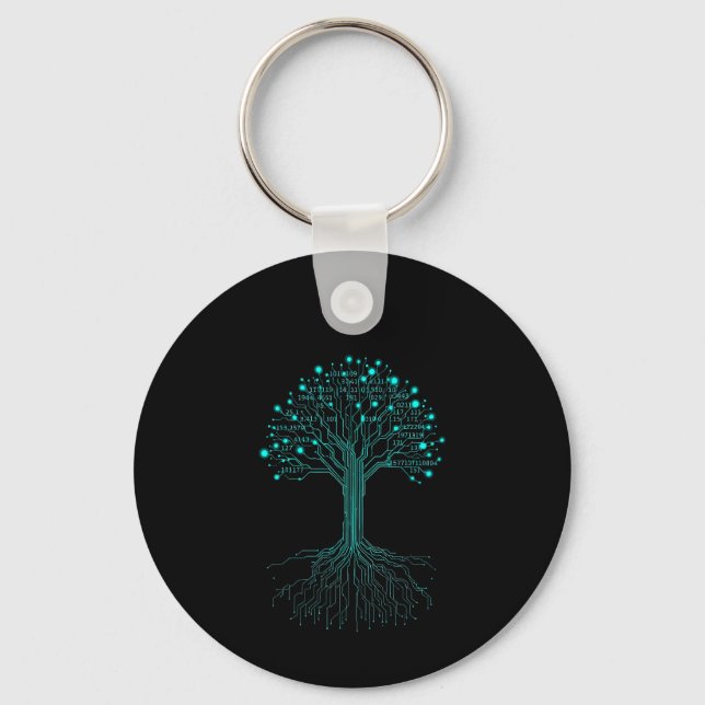 Binary Coding Programmer Graphic Design for Coders Key Ring (Front)
