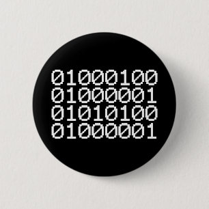 BINARY DATA 6 CM ROUND BADGE