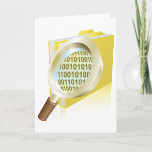 Binary Data Magnifying Glass Digital File Search Card