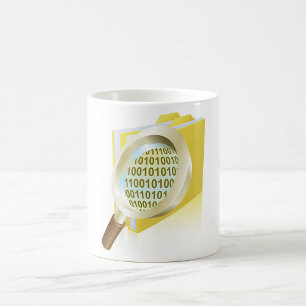 Binary Data Magnifying Glass Digital File Search Coffee Mug
