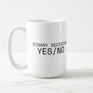 Binary Decision Yes No Minimalist Large Coffee Mug