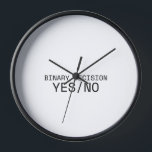 Binary Decision Yes No Minimalist Technical Wall Clock<br><div class="desc">Measure the time of your choices. This modern wall clock features sharp typewriter numerals and a central message to keep your focus locked on definitive execution.</div>