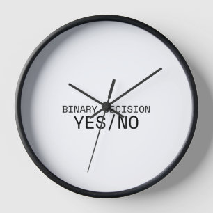 Binary Decision Yes No Minimalist Technical Wall Clock
