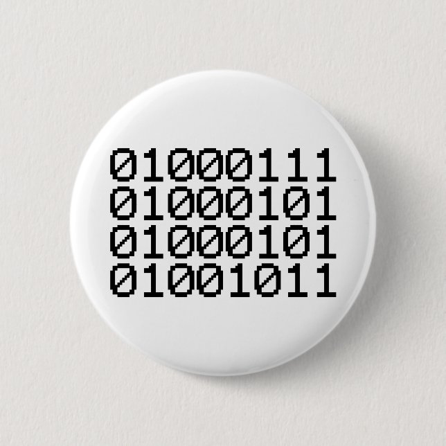 BINARY GEEK 6 CM ROUND BADGE (Front)