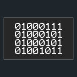 BINARY GEEK RECTANGULAR STICKER<br><div class="desc">GEEK IN BINARY

Globe Trotters specialises in idiosyncratic imagery from around the globe. Here you will find unique Greeting Cards,  Postcards,  Posters,  Mousepads and more.</div>