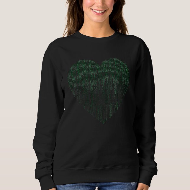 Binary Heart Coding Computer Programmer Software C Sweatshirt (Front)