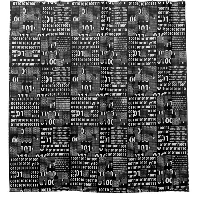 Binary in Black & White Shower Curtain (Front)